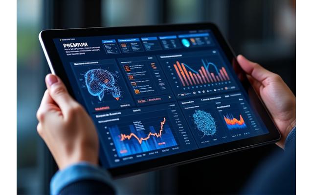 Premium analiz özelliklerini gösteren, daha detaylı grafikler ve kişiselleştirilmiş öneriler içeren bir tablet ekranı.