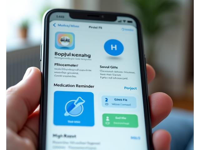Akıllı telefon ekranında bir mobil uygulamanın Apple Health ve Google Fit entegrasyonu simgelerini gösteren grafikler.